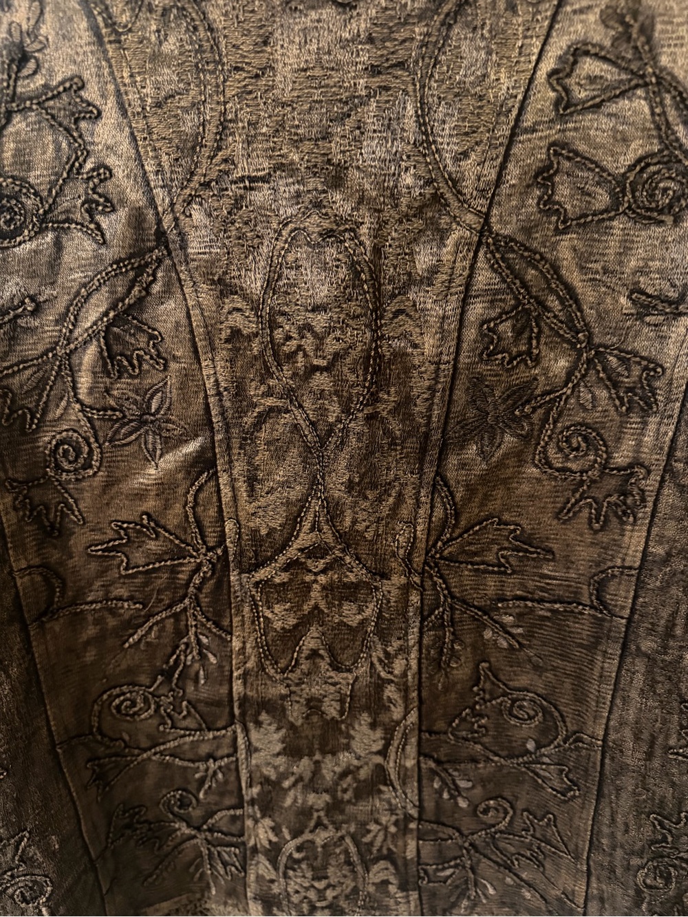 VTG Flashback Beaded Earthy Fairycore Tapestry Jacket Crochet Hem Brown Medium - Picture 9 of 9
